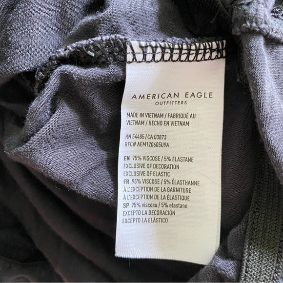 AE Charcoal Grey Tie Front Smocked Blouse - Picture 4 of 4